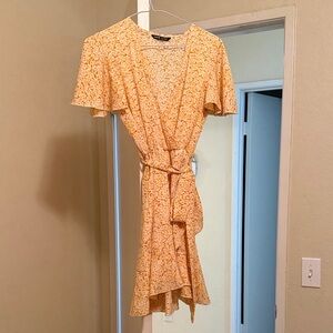 Floral Wrap Dress in Orange